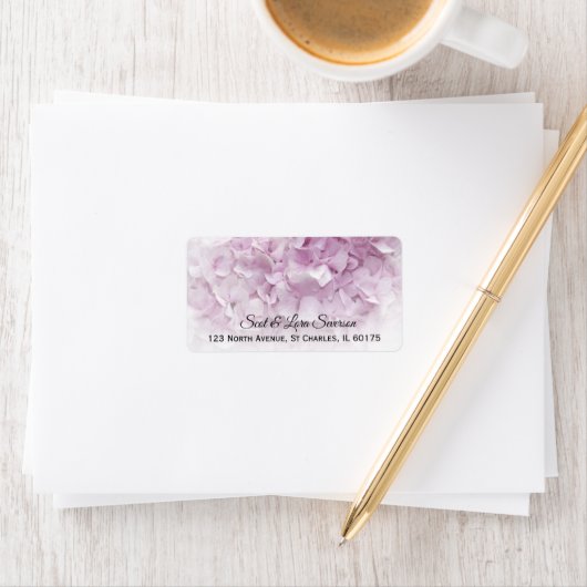 Étiquette Soft Pink Hydrangea Adresse de retour (En situation)
