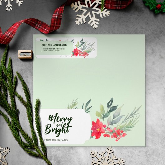 Étiquette Soirée de Noël sur le thème du feuillage botanique