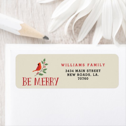 Étiquette Sois joyeux Noël cardinal (En situation)