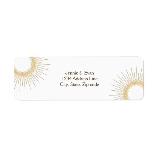 Étiquette Soleil géométrique Mariage moderne et élégant (Devant)