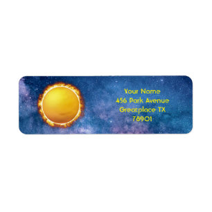 Étiquette Soleil Jaune Lumineux Notre Étoile Avec Sunspots