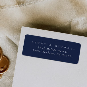Étiquette Sophisticated Modern Navy Blue Adresse de retour