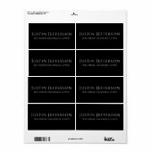 Étiquette Sophistiqué minimal | Adresse de retour noire (Feuille entière)