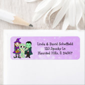 Étiquette Sorcière violette, Vampire et maman Halloween (En situation)