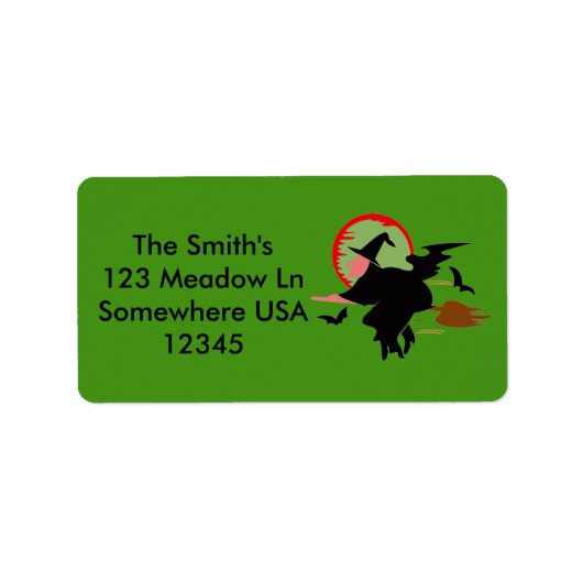 Étiquette Sorcière volante d'Halloween (Devant)