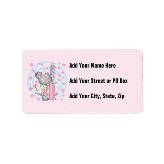 Étiquette Souris 4e anniversaire T-shirts et cadeaux (Devant)