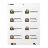 Étiquette Souris de Noël dans le panier (Feuille entière)