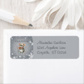 Étiquette Souris d'hiver mignonne aux baies (En situation)