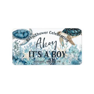 Étiquette Sous l'Ahoy bleu mer C'est un Baby shower garçon