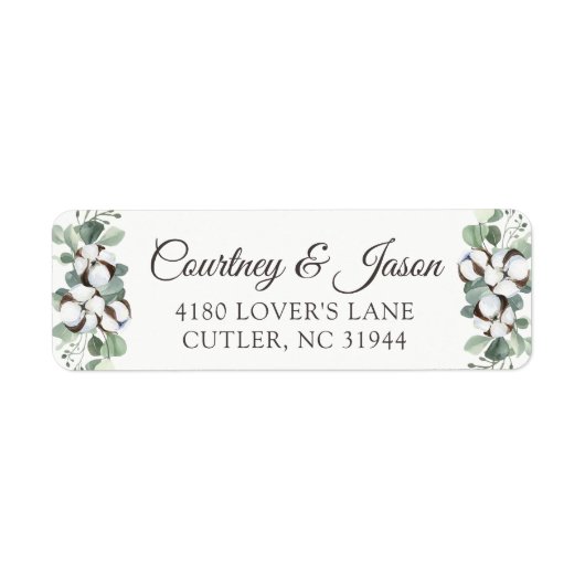 Étiquette Southern Country Cotton Boll Rustic Wood Adresse L (Devant)