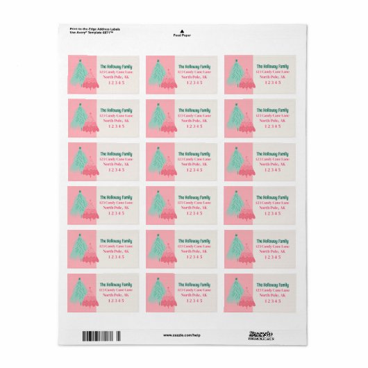 Étiquette Soyez Joyeux Pink Scribble Tree photo Arborée (Feuille entière)