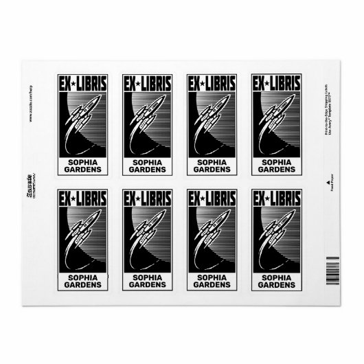 Étiquette Space Age Ex Libris (Feuille entière)