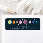 Étiquette Space Planets Stars Moon Galaxy Adresse de retour (En situation)