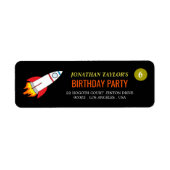 Étiquette Space Rocket to the Moon Children's Birthday (Devant)