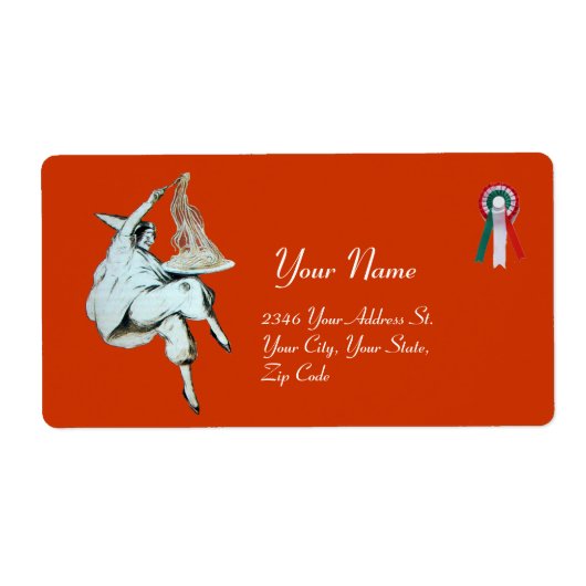 Étiquette SPAGHETTI PARTY ITALIAN KITCHEN, RESTAURANT orange (Devant)