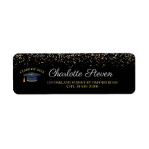 Sparkle Black and Gold Graduation Adresse de retou