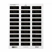 Étiquette Sparkle Black and Gold Graduation Adresse de retou (Feuille entière)