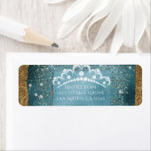 Étiquette Sparkling turquoise & Gold Diamond Tiara Scroll Pa (En situation)
