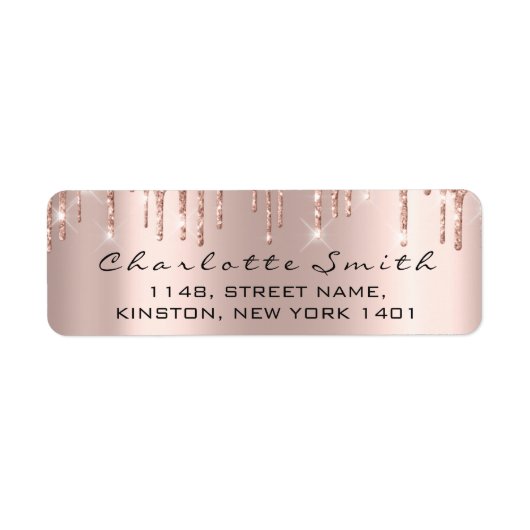 Étiquette Sparkly Drips Rose Blush Return Address Wedding (Devant)
