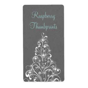 Étiquette Sparkly Holiday Tree Baking Labels, Gray