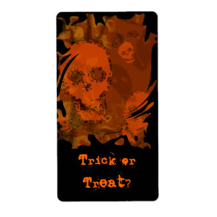 Étiquette Spectres crâniens Orange "Trick ou Treat?" étiquet