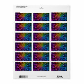 Étiquette Spirale psychedelique Fibonacci multicolore (Feuille entière)