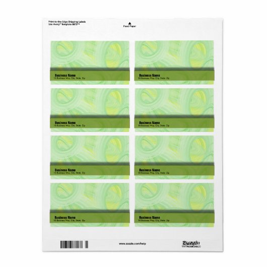 Étiquette Spirales vertes (Feuille entière)