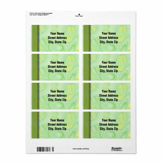 Étiquette Spirales vertes (Feuille entière)