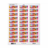 Étiquette Spirographes et rayures colorés gras (Feuille entière)