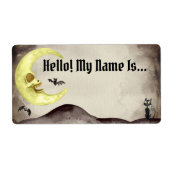 Étiquette Spooky Sepia Halloween Hello My Name (Devant)