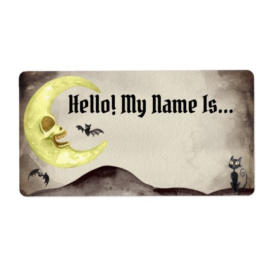 Étiquette Spooky Sepia Halloween Hello My Name (Devant)