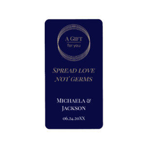 Étiquette Spread Love Not Germs Blue Wedding Sanitizer