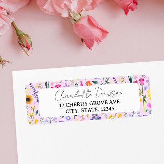 Étiquette Spring Fleur sauvage Floral Rose Girl Adresse de r
