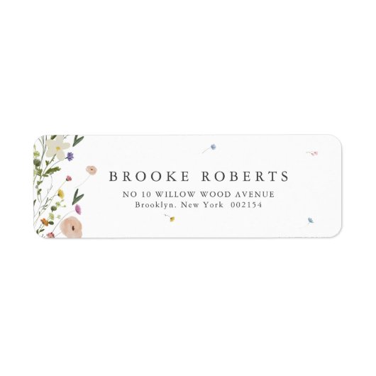 Étiquette Spring Fleur sauvage Garden Floral Minimale Adress (Devant)