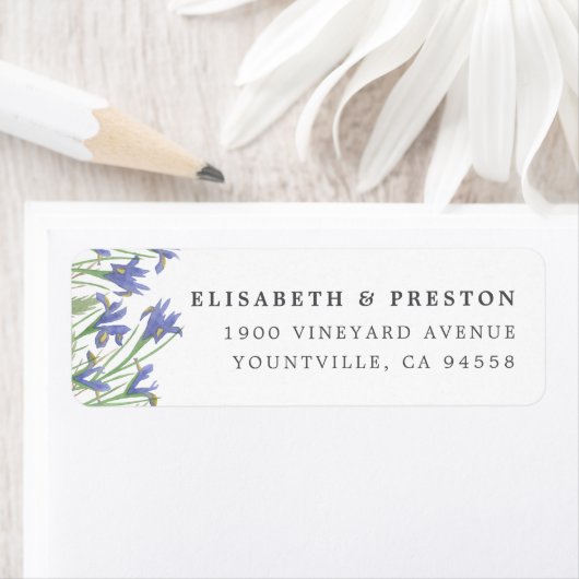 Étiquette Spring Iris | Aquarelle Florale Adresse de retour (En situation)