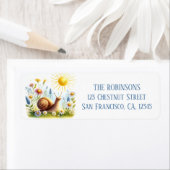 Étiquette Spring Watercolor Snail Adresse de retour (En situation)