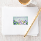 Étiquette Spring Watercolor Violets Mariage Adresse de retou (En situation)