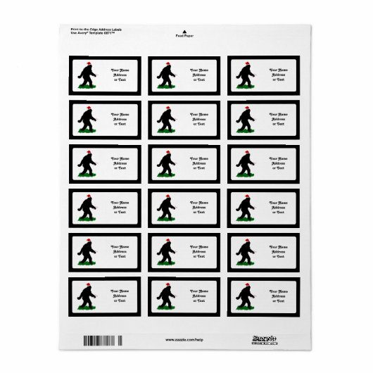 Étiquette Squatchine de Noël' (Feuille entière)