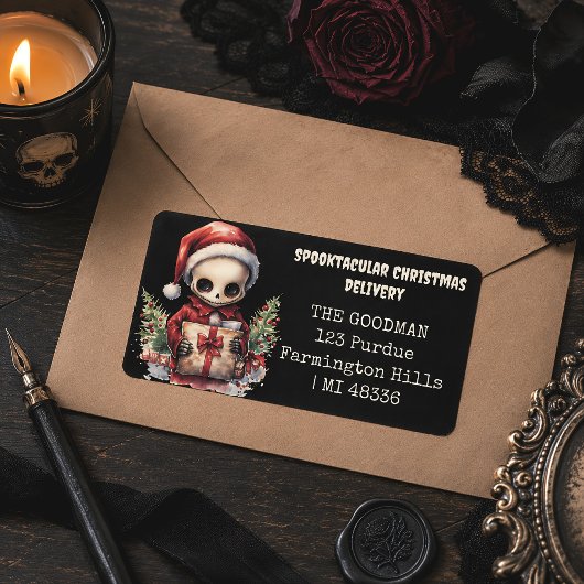 Étiquette Squelette de Noël effrayant
