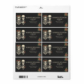 Étiquette Squelette gothique couple mariage (Feuille entière)