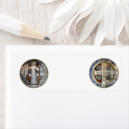 Étiquette St Benedict Medal Return Address (En situation)