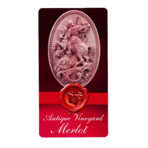 ÉTIQUETTE ST.GEORGE, DRAGON ET SCEAU DE CIRE ROUGE AVEC VIN