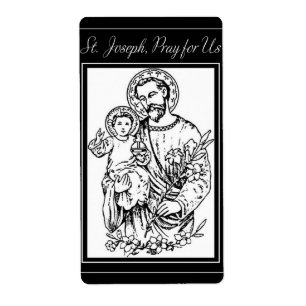 Étiquette St. Joseph Priez pour Nous Noir,  Blanc, Catholiqu