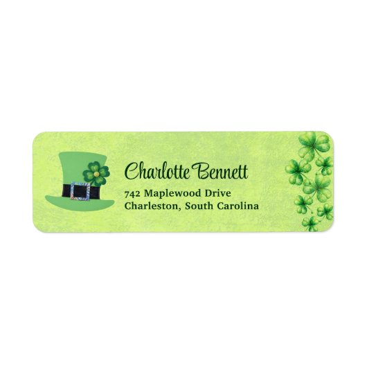Étiquette St. Patrick’s Day Watercolor Shamrock on green (Devant)