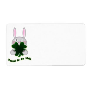 Étiquette St. Patricks Bunny Fier d'être Shamrock irlandais