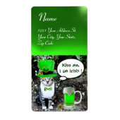 ÉTIQUETTE ST PATRICK'S  DAY CAT  WITH GREEN IRISH BEER (Devant)