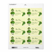 ÉTIQUETTE ST PATRICK'S DAY - IRLANDE, FILLE ET SHAMROCK (Feuille entière)