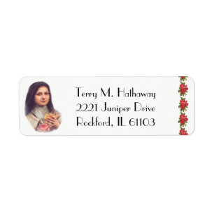 Étiquette St Therese les roses rouges de petite fleur