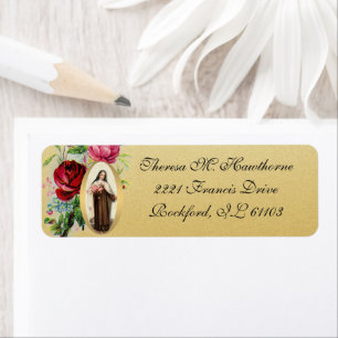 Étiquette St Therese Rose Gold Élégant catholique