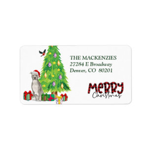 Étiquette Staffordshire Terrier et sapin de Noël